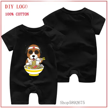 

Pure Cotton St Bernard dog Saint Bernard Ramen Lover Baby Boy Girl Climb Clothes Newborn Baby Rompers Jumpsuit short Sleeve Baby