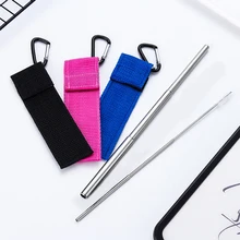 Горячая многоразовая сталь нержавеющая кухонный инструмент с кисточкой и сумкой портативный выдвижной питьевой соломинка металлическая соломинка для кружек чашки