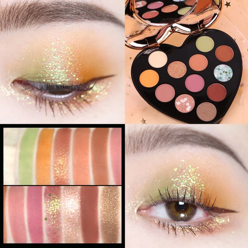 12-color Shimmer Matte beauty color fast Heart shape палитра теней для век стойкие водонепроницаемые тени для век