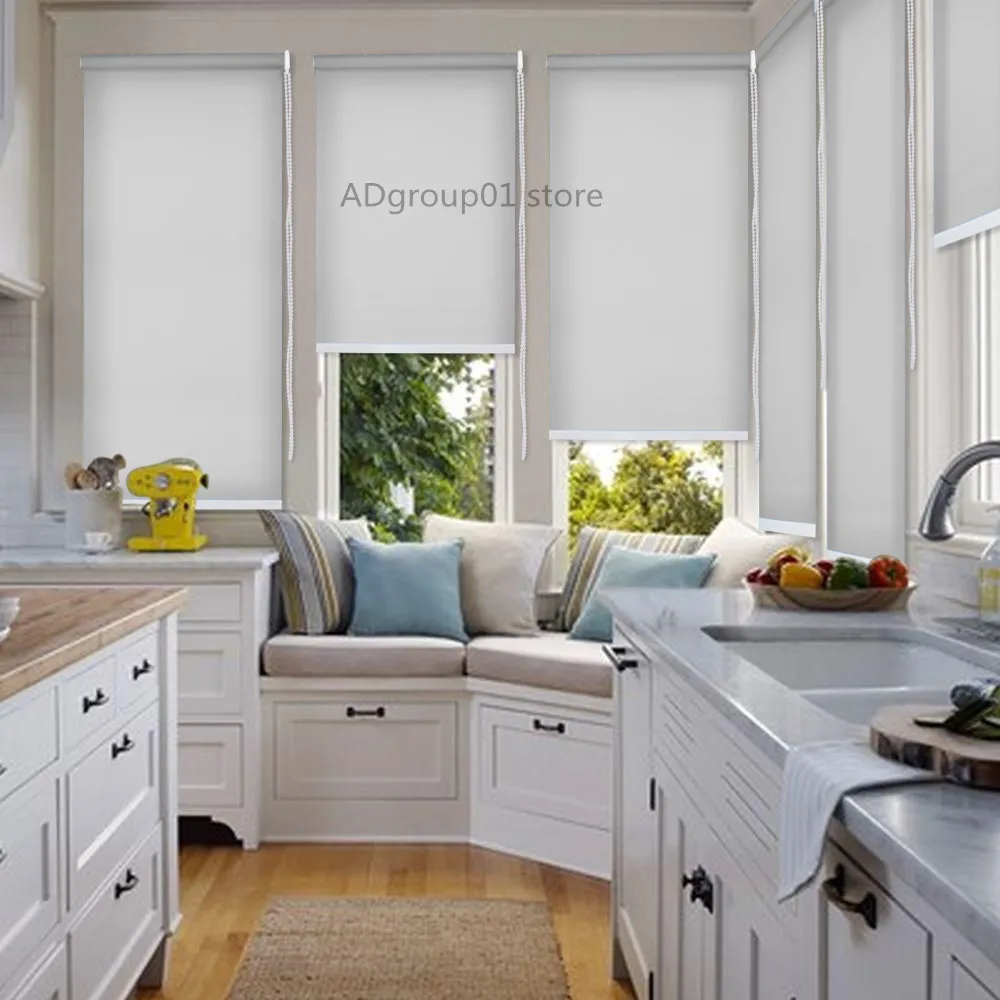 Light Filtering Roller Shades Custom Made Any Size Width UV Protection Window Blinds for Home, Hotel,Club,Restaurant,Light Grey_副本