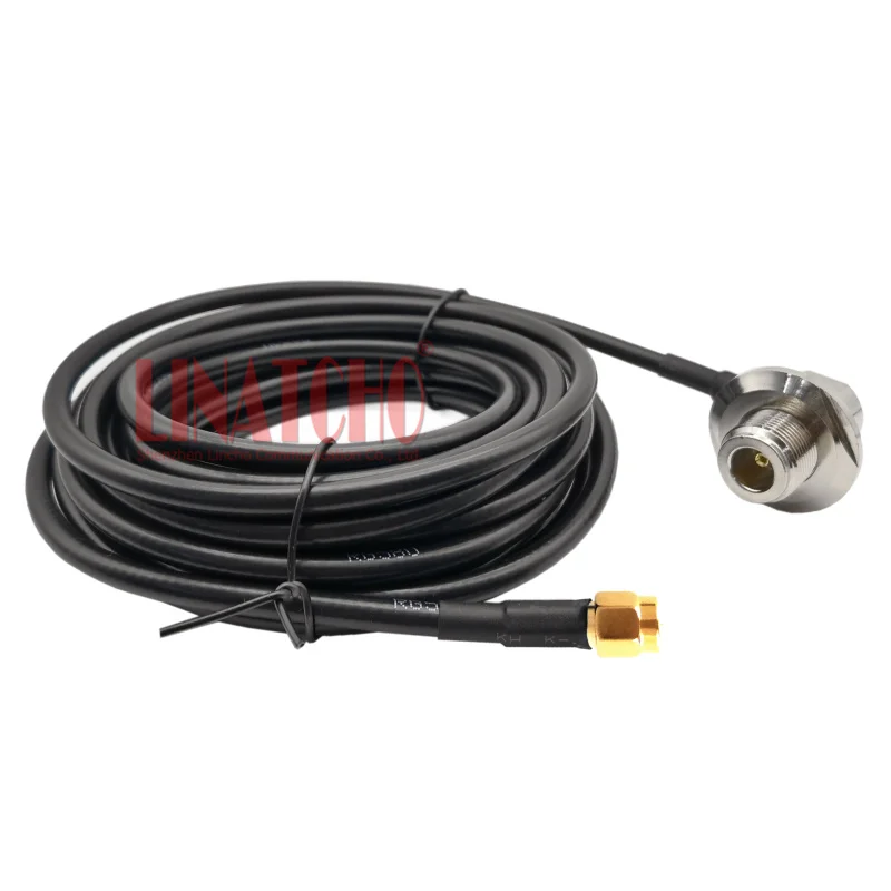 5 Meters 16FT Car Antenna RG58U Cable SMA Male to N Female Right Angle Jack
