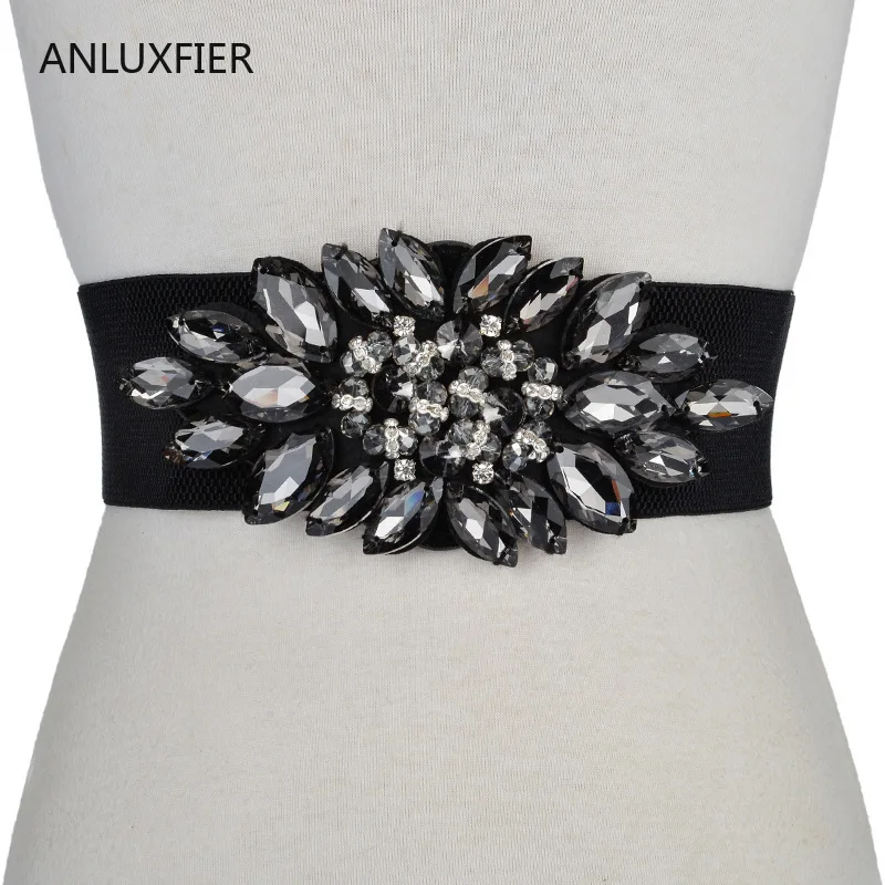 H9834 женский эластичный широкий пояс с украшением в виде бриллиантов, высокое качество, женский роскошный элегантный пояс, аксессуары