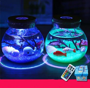

Creative LED Night Light for Kids RGB 13 Colors Decor Bedside Home Aquarium Fish Lamp Baby Children Girlfriend Holiday Gift