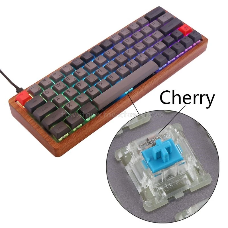 GK64 Механическая игровая клавиатура оптический Вишневый переключатель RGB светодиодный с подсветкой Проводная клавиатура Тепловая сублимационная клавиша Au29 19