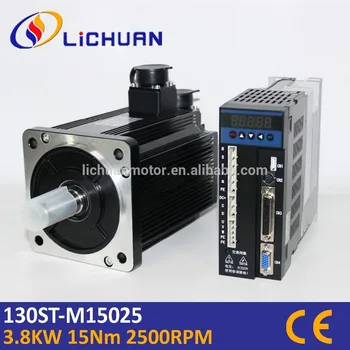 Price 3.8KW AC Servo Motor Driver 3 Phase 220V 130ST-M15025 15NM 2500RPM,3m Cables AC Servo Motor Set For Decorating Machine