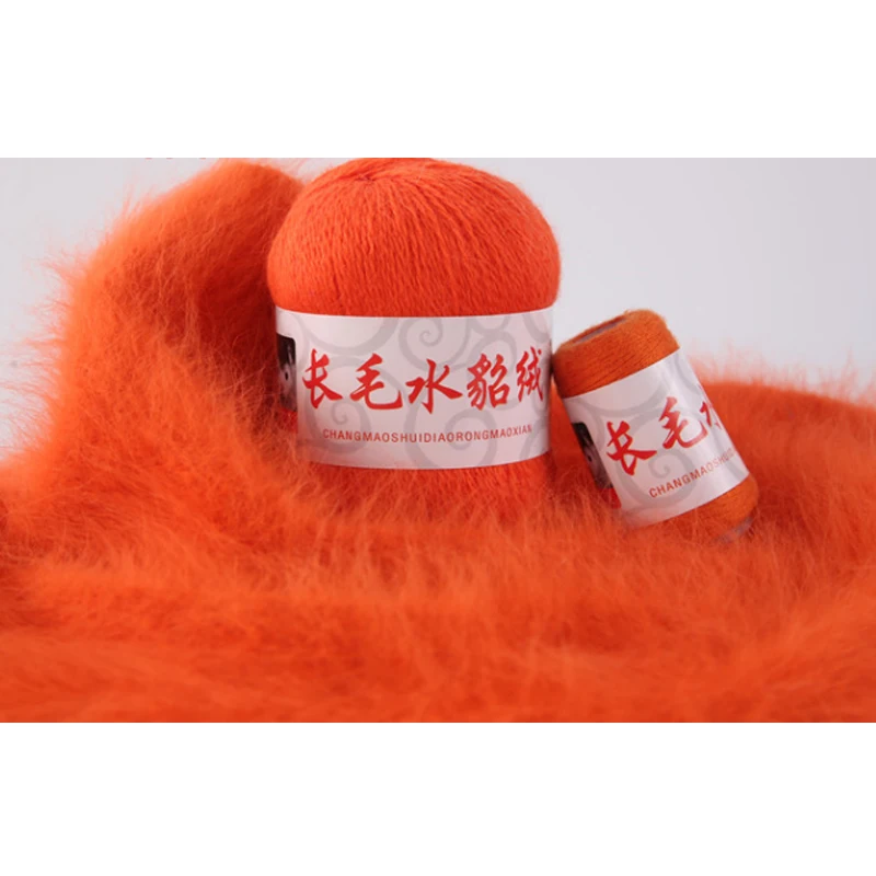 Длинная шерстяная пряжа с шерстью норки бархат Erdos кашемир ручной вязки пряжа Детский шарф удобная теплая зимняя мягкая пряжа высокое качество VS015 - Цвет: Orange