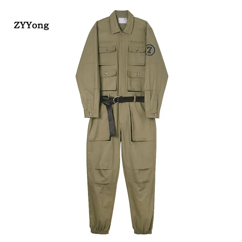 

Men's Solid Color Long Sleeve Suit Jumpsuit Hip Hop Collar Japanese Retro 2020 New Long Sleeve Overalls Section Long Jumpsuit