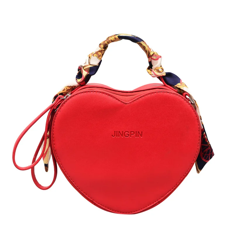 Модная Новая женская квадратная сумка-тоут, сумки, Индивидуальная сумка с сердцем персика, новая модная шелковая сумка - Цвет: Красный