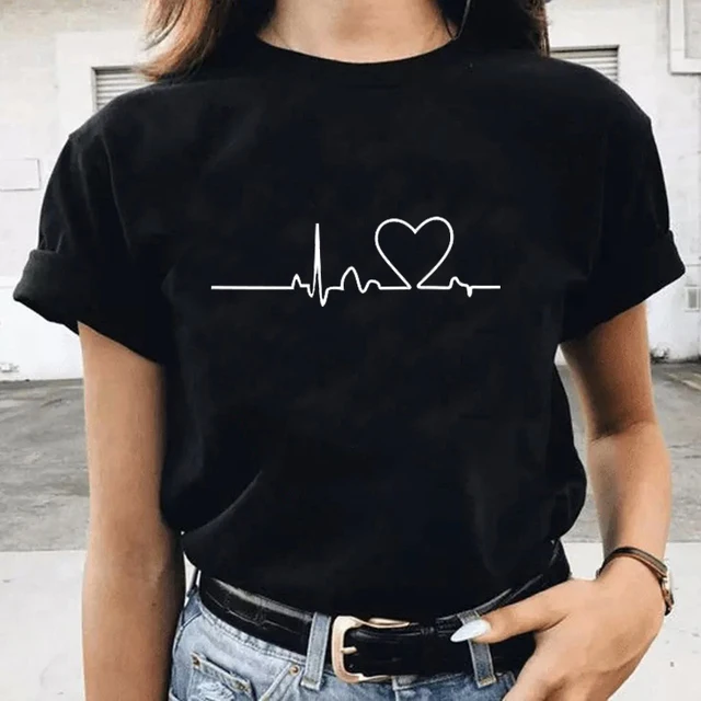 Than Heart Women's T-shirt Harajuku Love T Shirt Women Fashion Ladies Black Graphic T Shirts Women 2022 New Summer Femme Clothes JB314