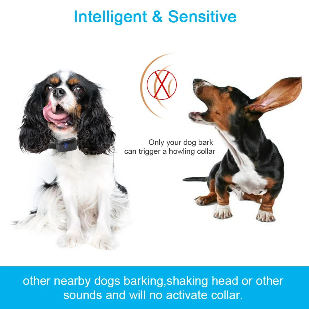 Dog Anti Bark Collar Waterproof With Beeps And Vibration Electric Shock Anti Barking No Bark Training Collar Chargeable-3