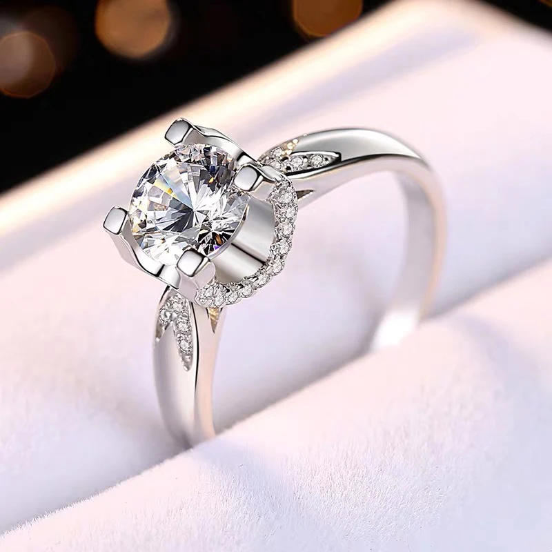 925 Серебряное кольцо камень Муассанит 1ct 2ct 3ct отличный крой Свадебные кольца на