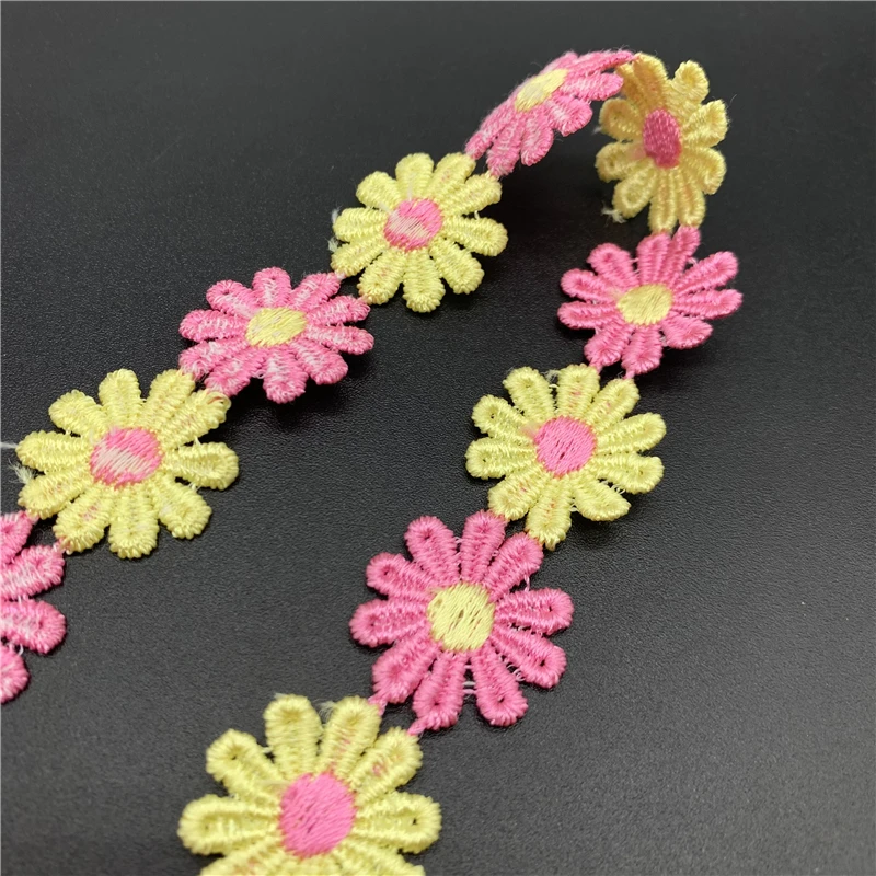 Tissus,Marguerite colorée, 1 mètre, 25mm, pour tricot, mariage brodé