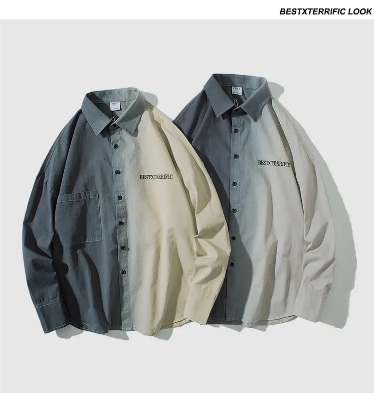 2019 Новая Осенняя гавайская рубашка с надписью camisa, с вышивкой, в японском стиле, уличная, в стиле хип-хоп, длинная, свободная, тонкая, мужская