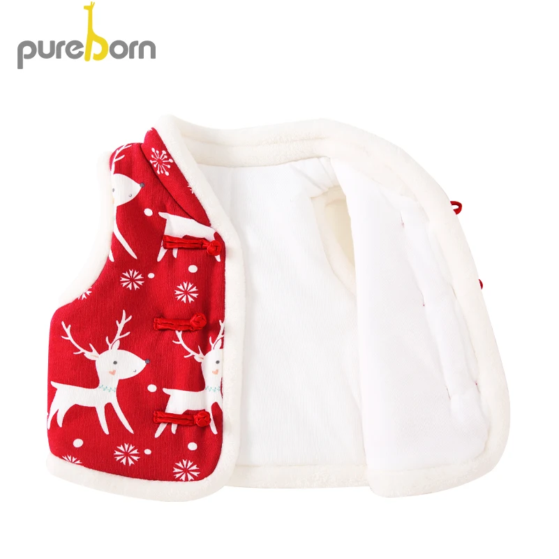 Pureborn/Детский жилет; Толстый Жилет для малышей; куртки для малышей; детская верхняя одежда; Одежда для девочек и мальчиков; Рождественская одежда; Новогодняя зимняя одежда