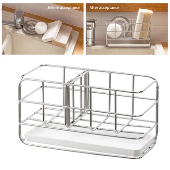 

Stainless Steel Smooth Drain Rack Kitchen Bathroom Drying Shelf Space Saving Rustproof Sponge Home Adjustable Partition Board