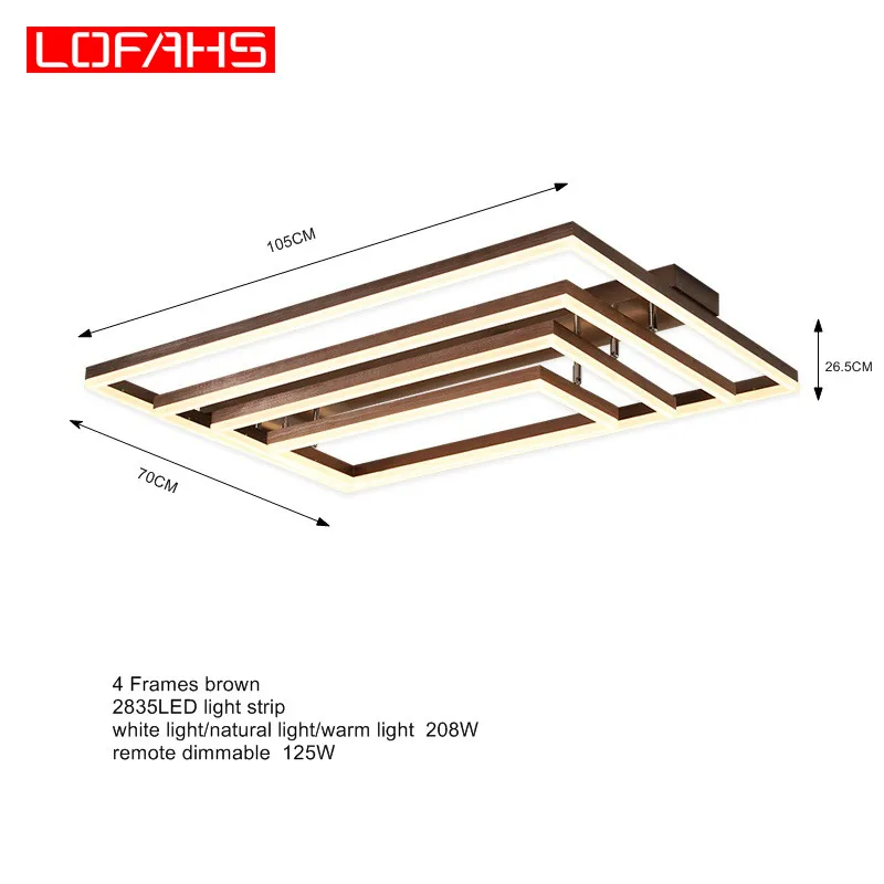 LOFAHS, роскошный большой современный светодиодный потолочный светильник, коричневая квадратная светодиодный Люстра, освещение, блеск для гостиной, конференц-зала - Цвет абажура: 6101-4