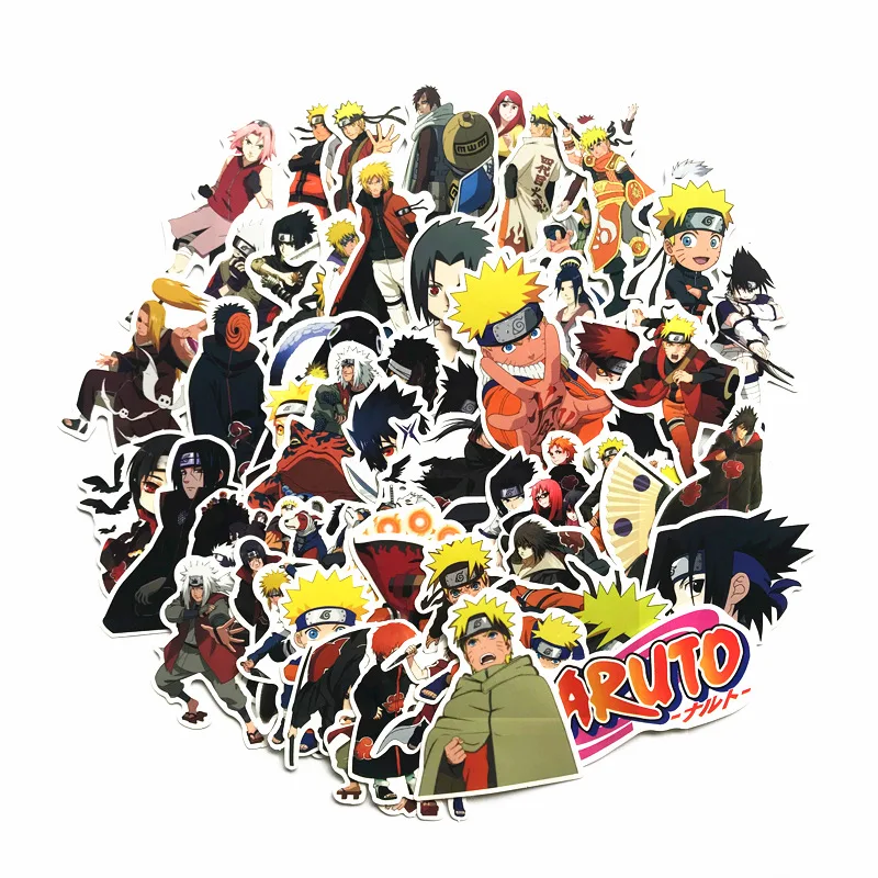 100 шт./лот Стикеры обувь для косплея; аниме стикеры Naruto с принтом в виде персонажей из мультфильма для сноуборда ноутбук Чемодан холодильник авто-Стайлинг виниловые наклейки в виде Фотообоев c переводными картинками Стикеры s - Цвет: 63PCS