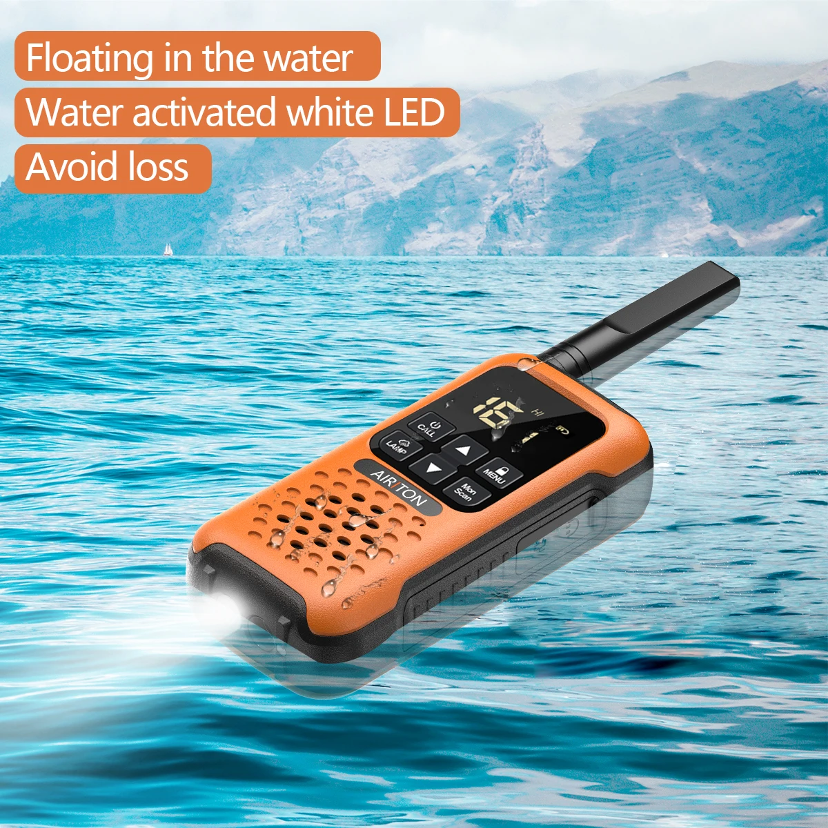 2Pcs Airiton AI-9R IP67 Floating Walkie Talkie Waterproof 30KM Long Range Powerful PMR/FRS Two way Radio Upgrade of UV-9r Plus long range walkie talkies 200 miles