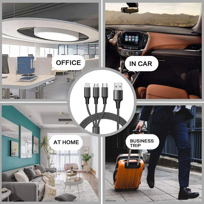 3 в 1 3A Мульти usb кабель для зарядки кабель Micro USB кабель type-C зарядный Шнур для iphone 7 8 samsung s8 s9 Xiaomi кабель
