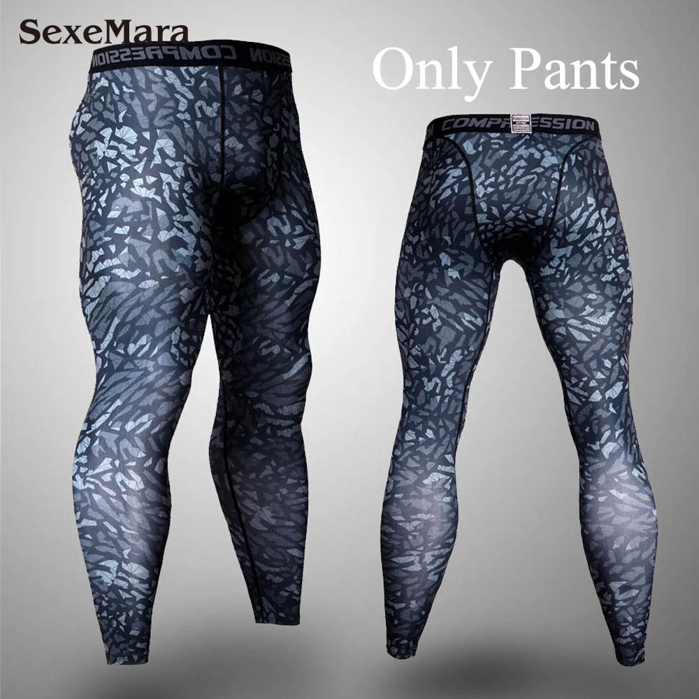 Only Pants Новинка, компрессионный спортивный костюм, трико для фитнеса, камуфляжный комплект для бега, футболка, леггинсы, мужская спортивная одежда, спортивный костюм для спортзала, комплект рубашек - Цвет: Only Pants