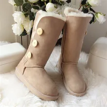 Лидер продаж; модные зимние сапоги из натуральной овечьей кожи; зимние сапоги на натуральном меху; водонепроницаемые теплые женские сапоги с толстой шерстью