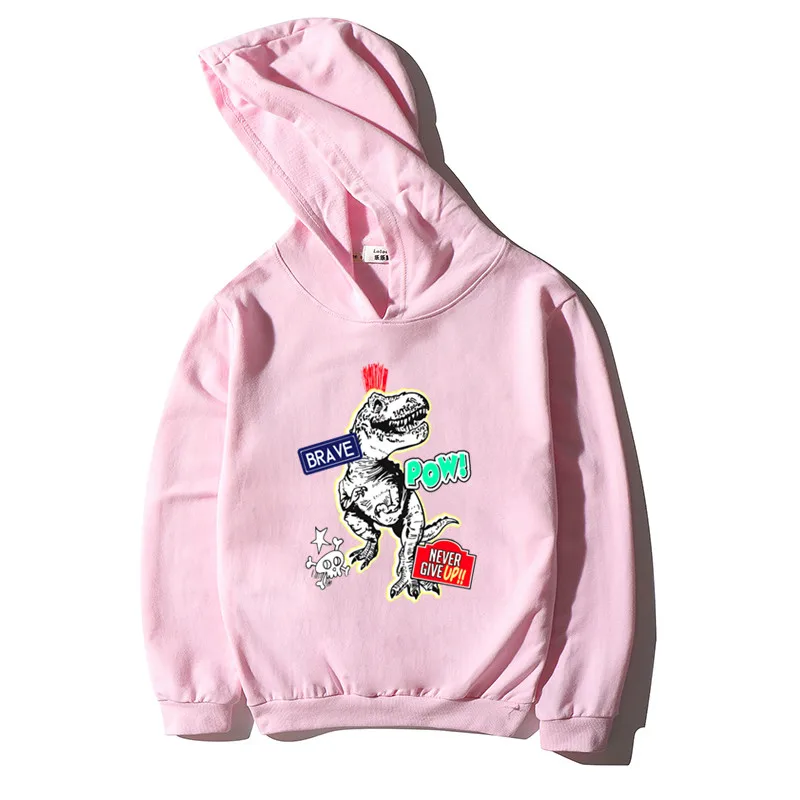 T-rex Kids Long Sleeve Pullover Fashion Thin Cotton Sweatshirt Boy Dinosaur new Hoodie Baby Boy Coat Jacket Tyrannosaurus Hoodie - Цвет: pink