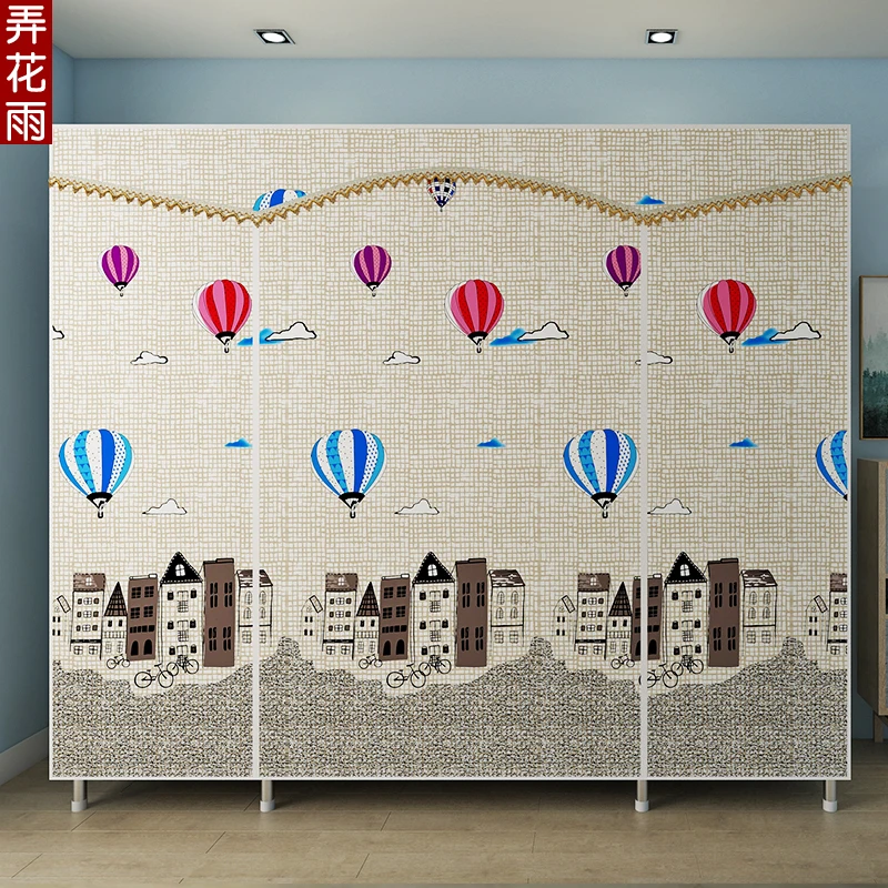 Cloth Wardrobe Steel Pipe Thicken Reinforced Double Cloth Simple Steel Frame Assembly Oxford Locker Hanging Wardrobe