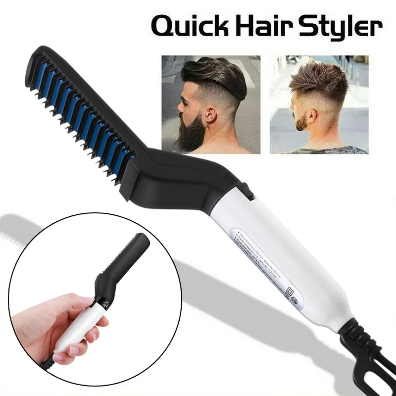 

Hair Curling Iron Men's All In One Ceramic Hair Styling Iron Comb Beard Straightener Curler Set Quick Hair Styler for Men