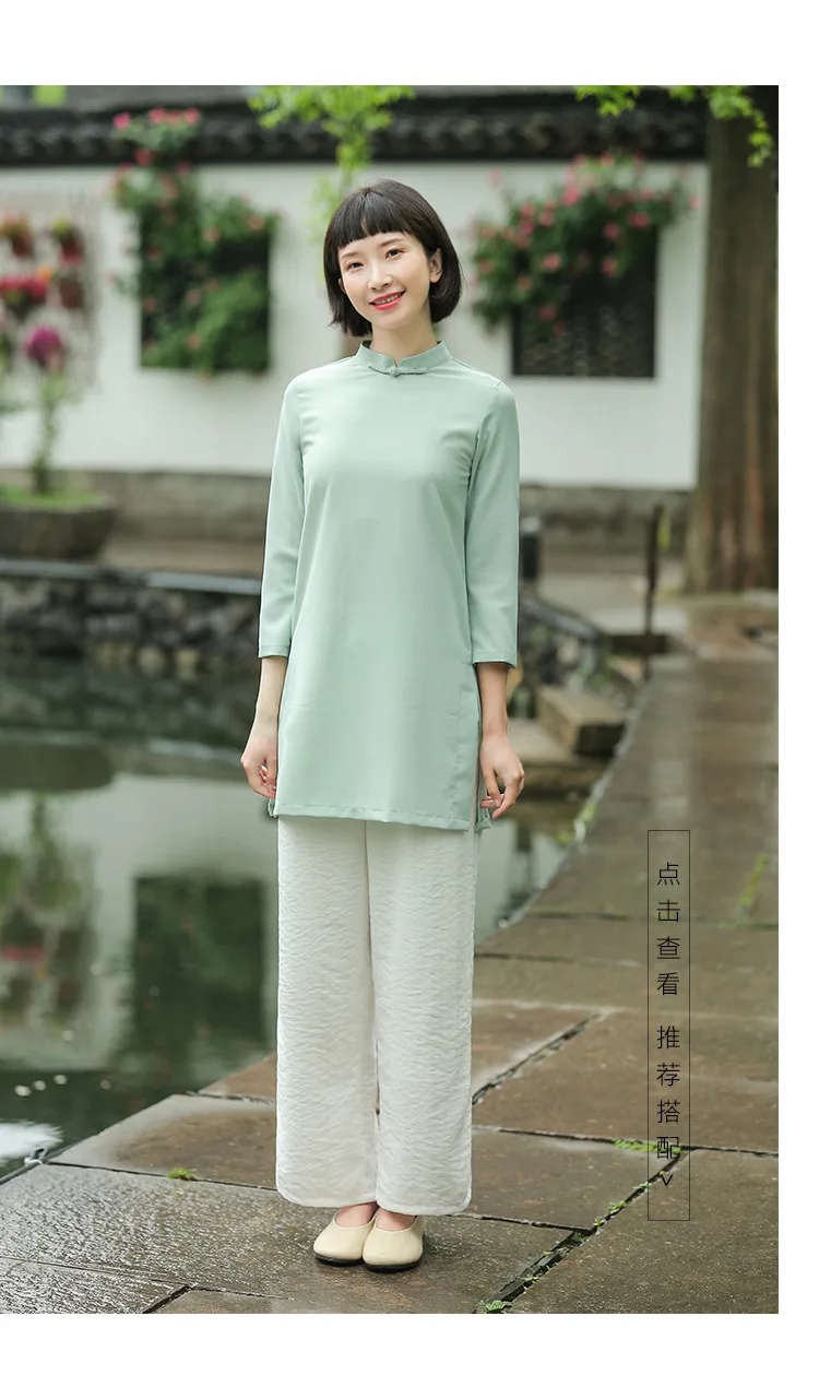 Китайский ветер моды Cheongsam куртка рукав пластины кнопки китайский стиль куртка Женский обслуживание чай