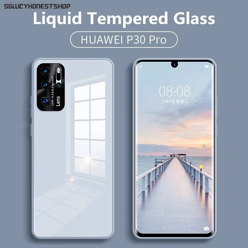 

For HuaWei P30 Pro P40 Pro M30 40 Pro Nova 7 8 SE H30 Pro Original Liquid Tempered Glass Case Metal Lens Protection Glass Cover