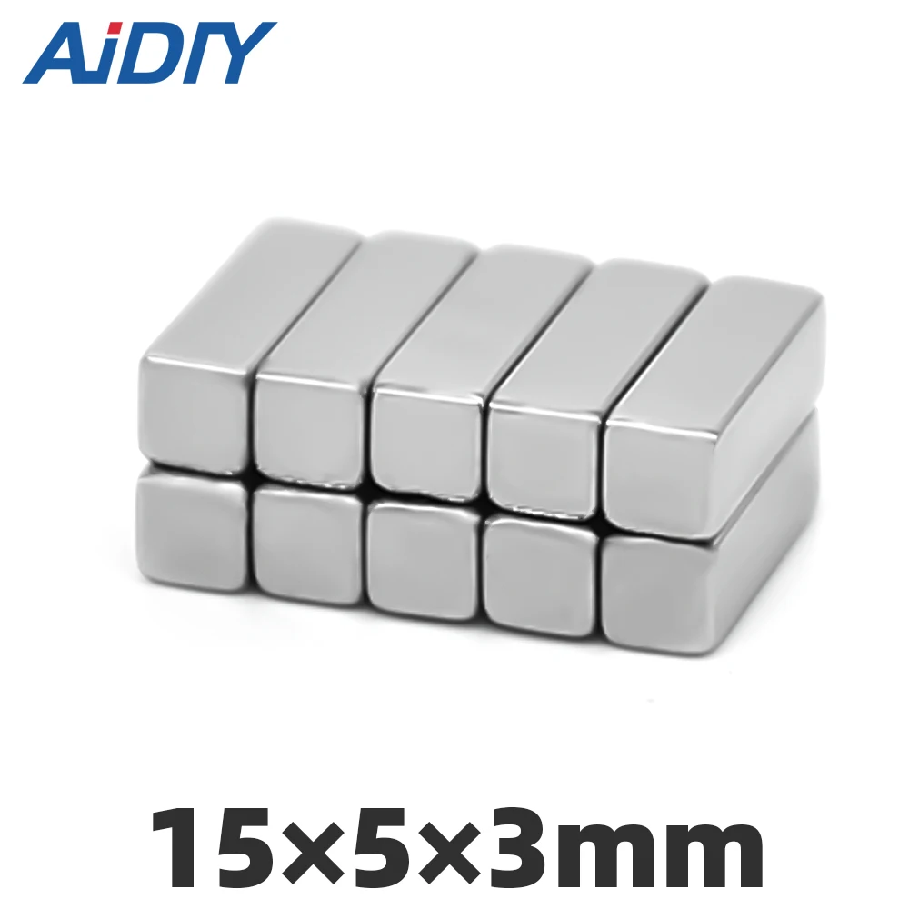 

AI DIY 20/50/100Pcs 15x5x3mm N35 Block Square Magnet Super Strong Neodymium Permanent Rectangular Magnet 15 * 5 * 3mm