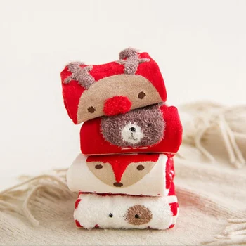 

4 pairs autumn winter Breathab lcotton socks three-dimensional cartoon christmas socks cute Japanese comfortable ladies socks
