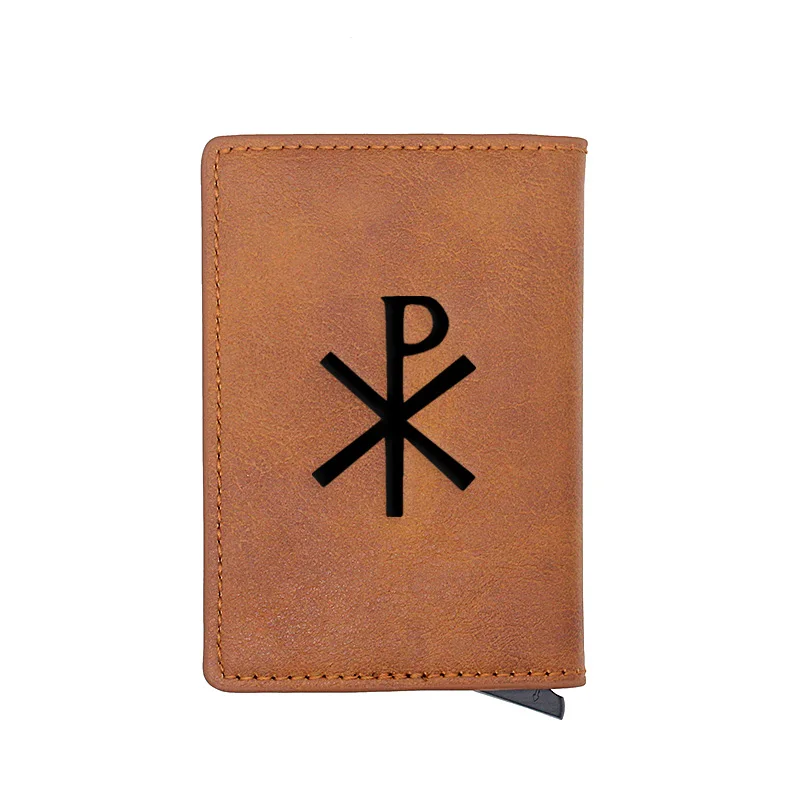 

Vintage Christian Cross Credit Card Holder Wallet Men Women PU Leather Slim Small Short Purse