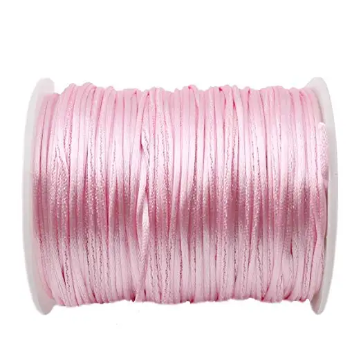 Bite Bites 1pc Satin Silk Rope Nylon Cord Colorful 1mm 80m Baby Teether Accessories Teething Necklace Rattail Cord DIY Tool Toys Light Pink Rope