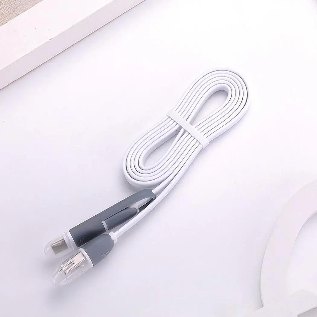 

Practical 2 in 1 Micro USB Black, White, Orange, Red, Blue Type C Adapter Data Charger 1M Charging Cable