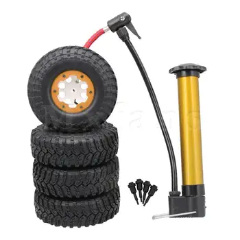 

Mxfans 4x Rubber Inflatable Tires Wheel Rims Gold Clips for RC1:10 Rock Crawler