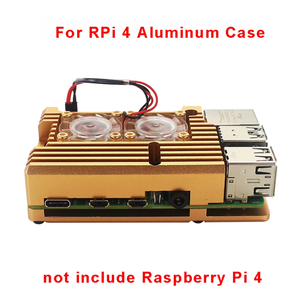 Золотой Raspberry Pi 4 Металлический Чехол Raspberry Pi 3 Алюминиевый Чехол коробка с двойным вентилятором теплоотвод для Raspberry Pi 4 3 Модель B 3B Plus