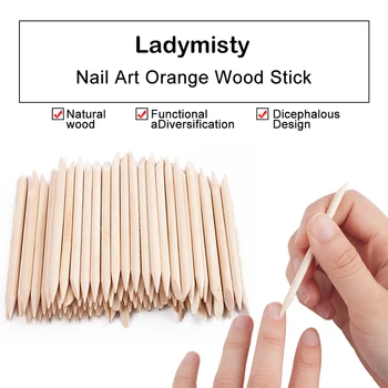 

100pcs Orange Double End Nail Art Wood Stick Cuticle Pusher Portable Remover Pedicure Nail Beauty Manicure Tool TSLM2