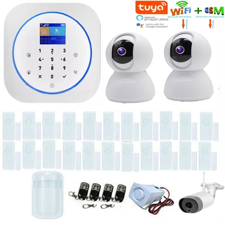 

SmartYIBA Tuya APP Home Apartment Security WIFI GSM SMS Alarm System RFID Touch Keyboard Wireless Sensor DIY Kit Outdoor Camera