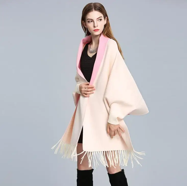 cream pink Женский шарф, накидка, зимнее пончо с цветочной вышивкой, шарф, большие размеры, толстые теплые шарфы с кисточками, длинная шаль bufanda mujer - Цвет: cream pink