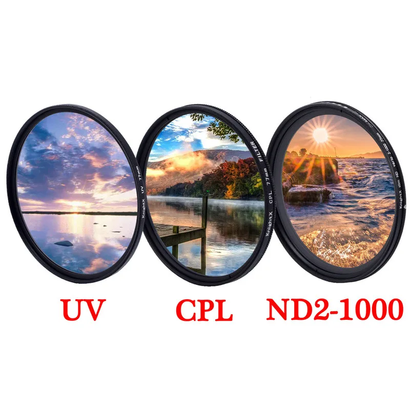 Фильтр для объектива KnightX UV CPL ND ND2-1000 Star Close up 49 мм 52 55 58 62 67 72 77 canon sony nikon |