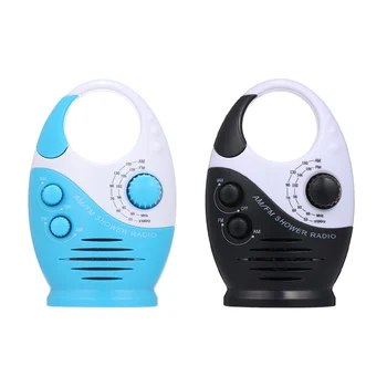 

Bathroom Speaker Adjustable Volume Music Hanging Waterproof Portable Button Insert Card Top Handle Mini Shower Radio AM FM