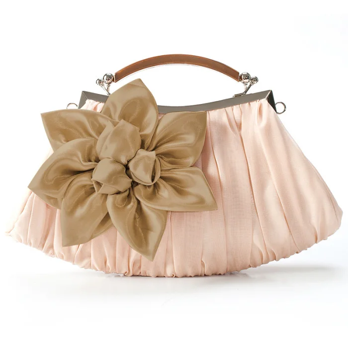 Women's Flower Prom Party Evening Handbag Clutch Bag Wedding Satin Package-OPK