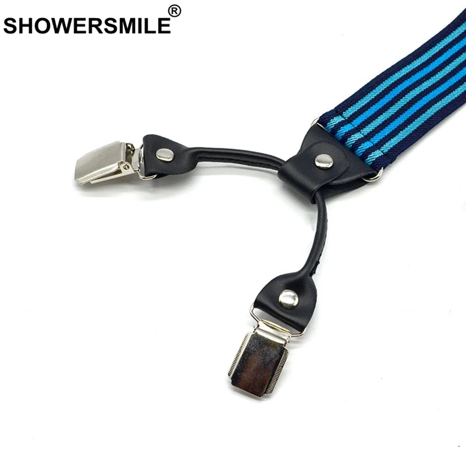 Подтяжки SHOWERSMILE мужские в полоску Эластичные Y образные 4 зажимы подвески 3 5*120 см