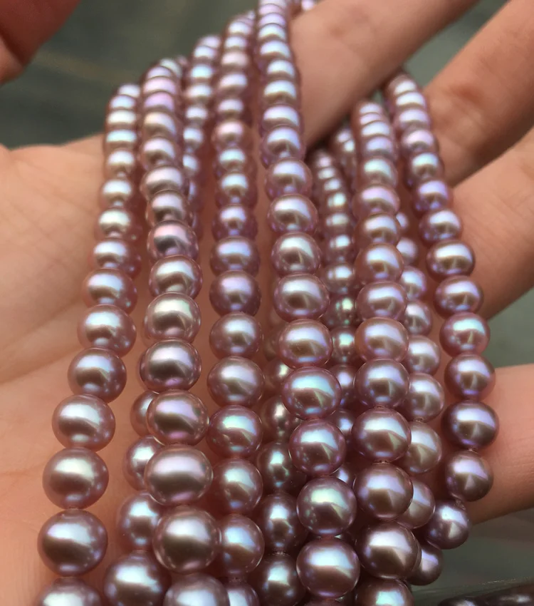 

Women's pearl necklace size 5.5-6mm pearl color purple in good quality for DIY jewelry accessaries loose pearls