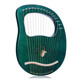 

Lyre Harp 16 String Harp Heptachord Mahogany Lye Harp with Tuning Wrench for Music Lovers Beginners,Dark Green