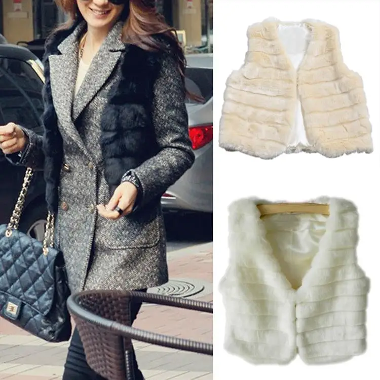 Faux Fur Vest colete de pele Women short Fur Vest Sleeveless Outerwear Coat Jacket Waistcoat short fur coat Christmas L623