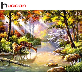

Huacan 5D DIY Diamond Painting Deer Full Square/Round Diamonds Embroidery Animal Art Decorations Home