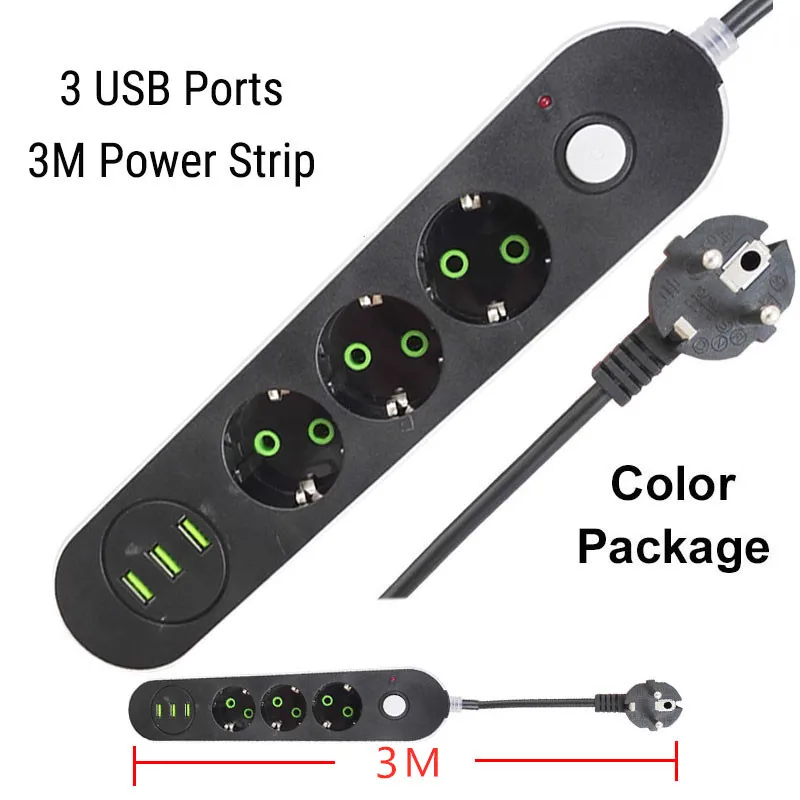 

EU Plug Smart Electrical Extension USB Socket Power Strip Home Office Surge Protector for Phone tables desk 2500W 10A Network