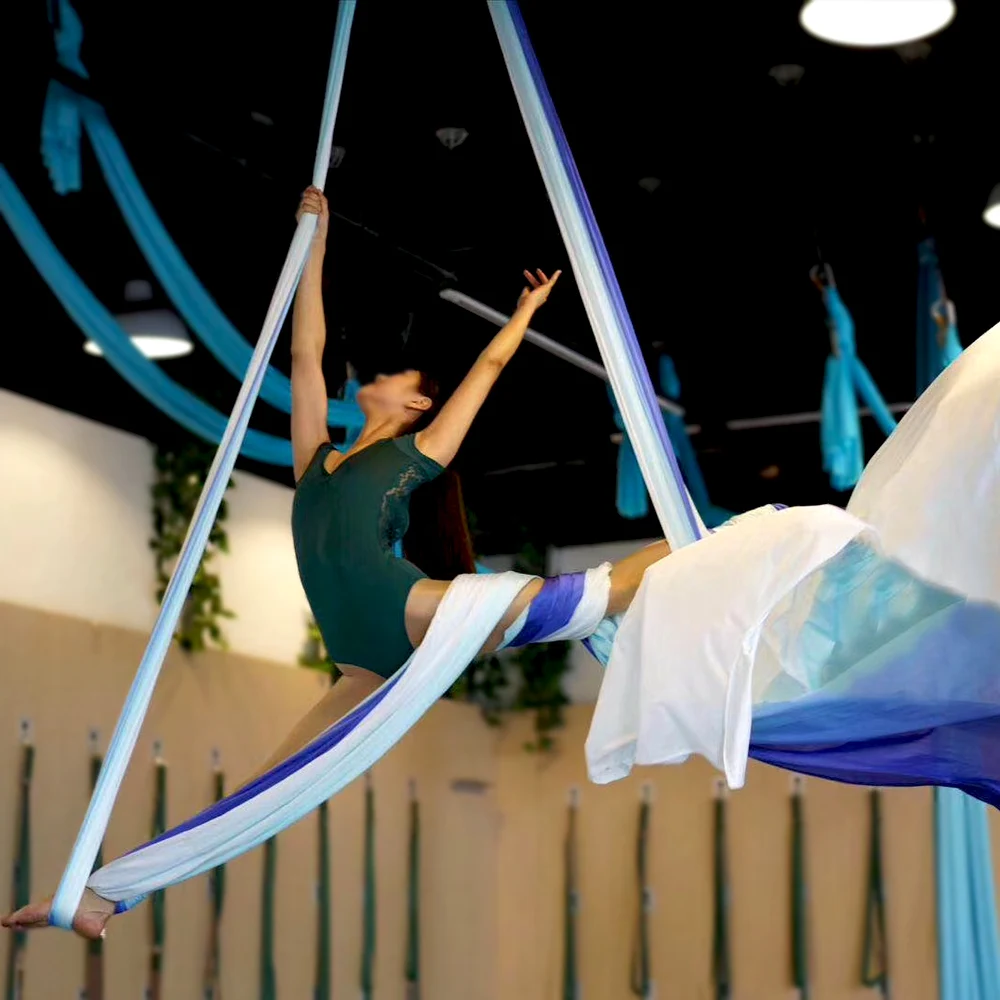 17,5 ярдов/16 м fly Premium Aerial Silks набор для дома Йога Ombre fly трапеция слинг расширение антигравитационный воздушный Йога качели